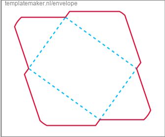 the shape of a pentagon is shown in red and blue with dotted lines on it