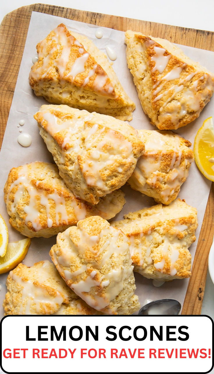 several scones are on parchment paper on a wooden board Easy Lemon Scones, Lemon Ginger Scones, Lemon Curd Scones Recipe, Scones Lemon, Baking Pastries, Lemon Scones Recipe, Lemon Breakfast, English Scones, Fruit Treats