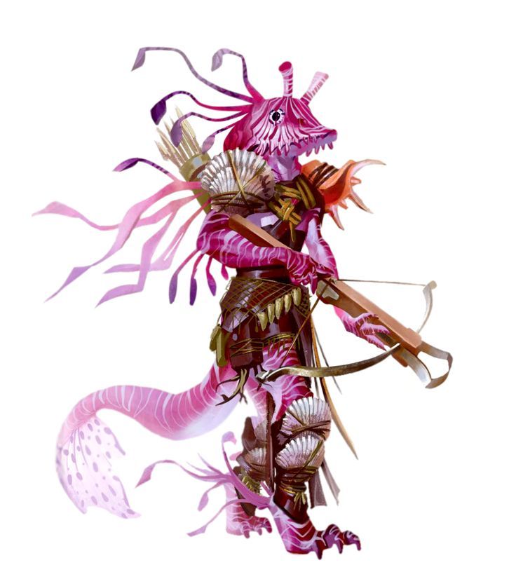 a painting of a pink dragon holding a bow and arrow in it's hand