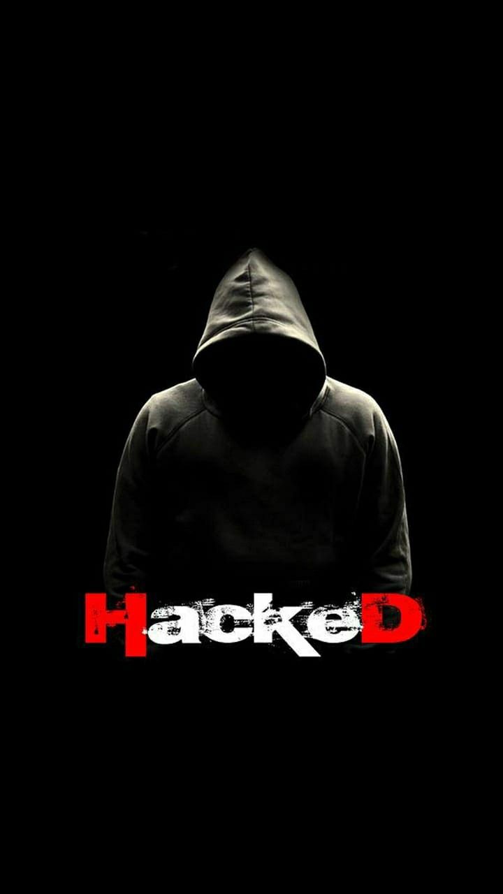 a hooded man with the word'hacked'in front of him