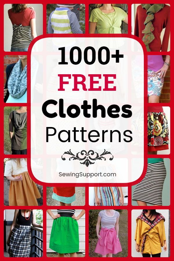 many different types of clothes with the words, 100 + free clothes patterns on it