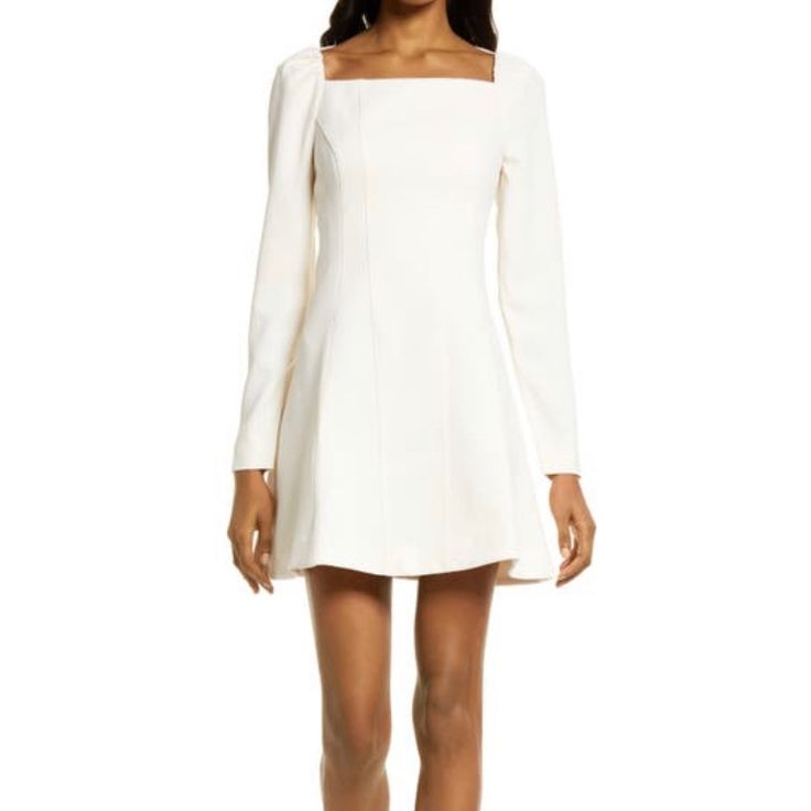 Ever New Long Sleeve Serene Square Neck Mini Dress Size 8, Color: Bone Beautiful Dress But Wrong Size For Me. Bought From Nordstrom But Unable To Return. White Square Neck Mini Dress For Fall, Modest White Dress, Long Sleeve White Dress, Square Neck Mini Dress, Long Sleeve Embroidered Dress, Engagement Party Dresses, Grey Long Sleeve Dress, Eliza Dress, Sage Dress