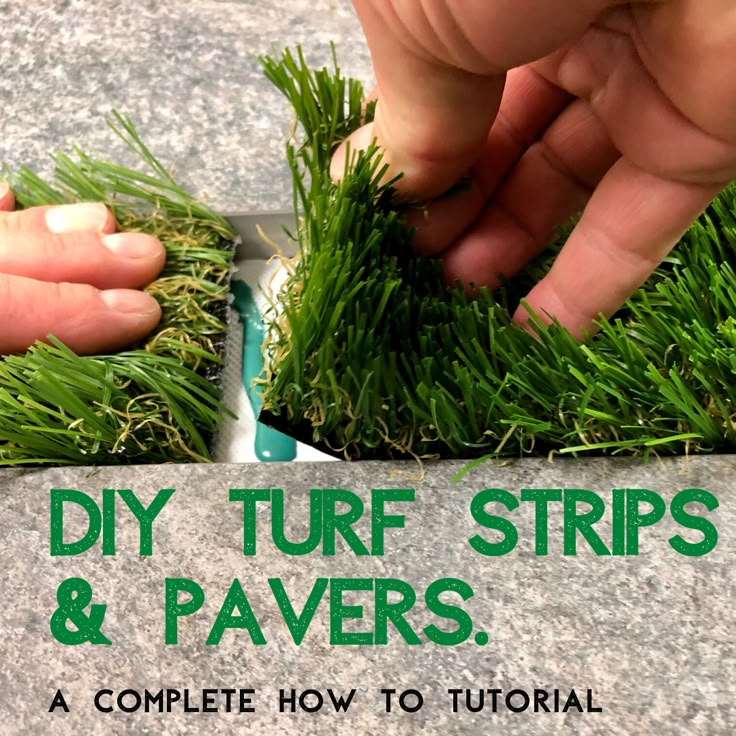 A Complete How To Tutorial Diy Turf And Pavers Backyard, Grass Between Pavers Diy, Diy Pavers And Turf, Artificial Turf And Paver Patio, Diy Turf Backyard, Arizona Patio Ideas, Cement Backyard, Turf Patio, Artificial Grass Backyard