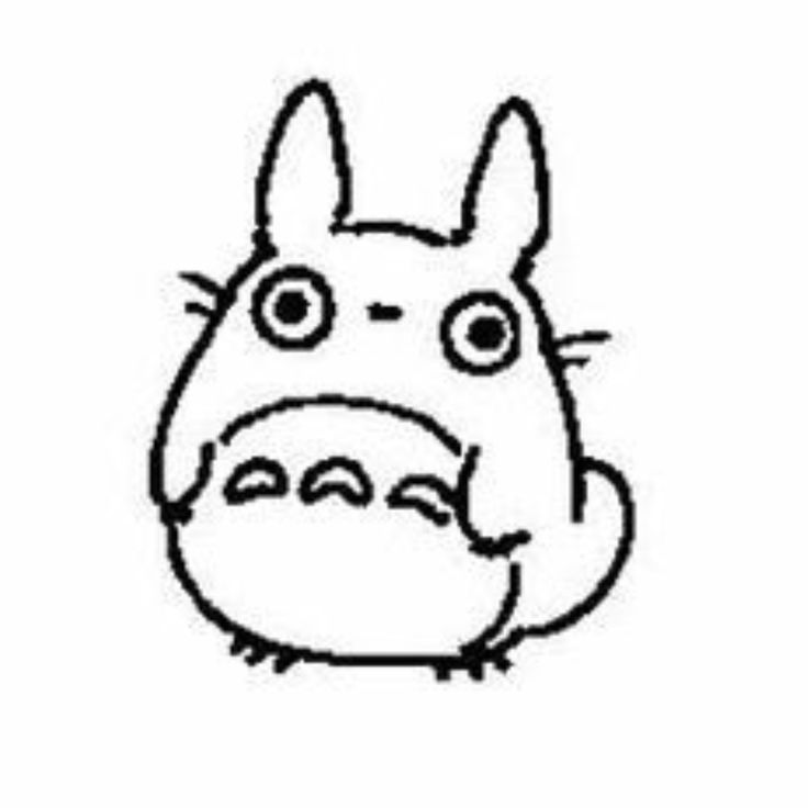 a drawing of a totoro with big eyes and an angry look on it's face