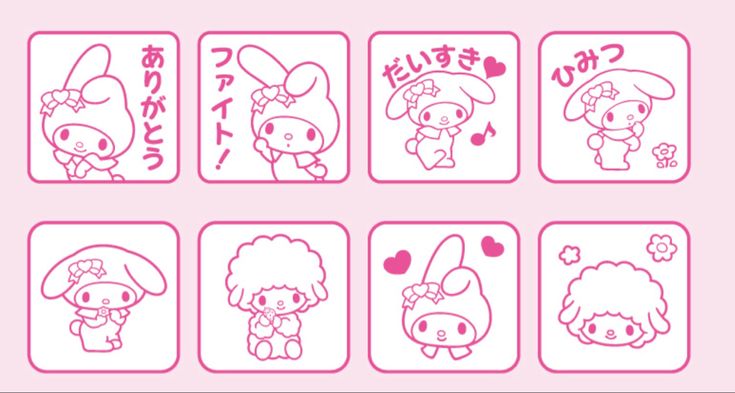 an image of hello kitty stickers on a pink background