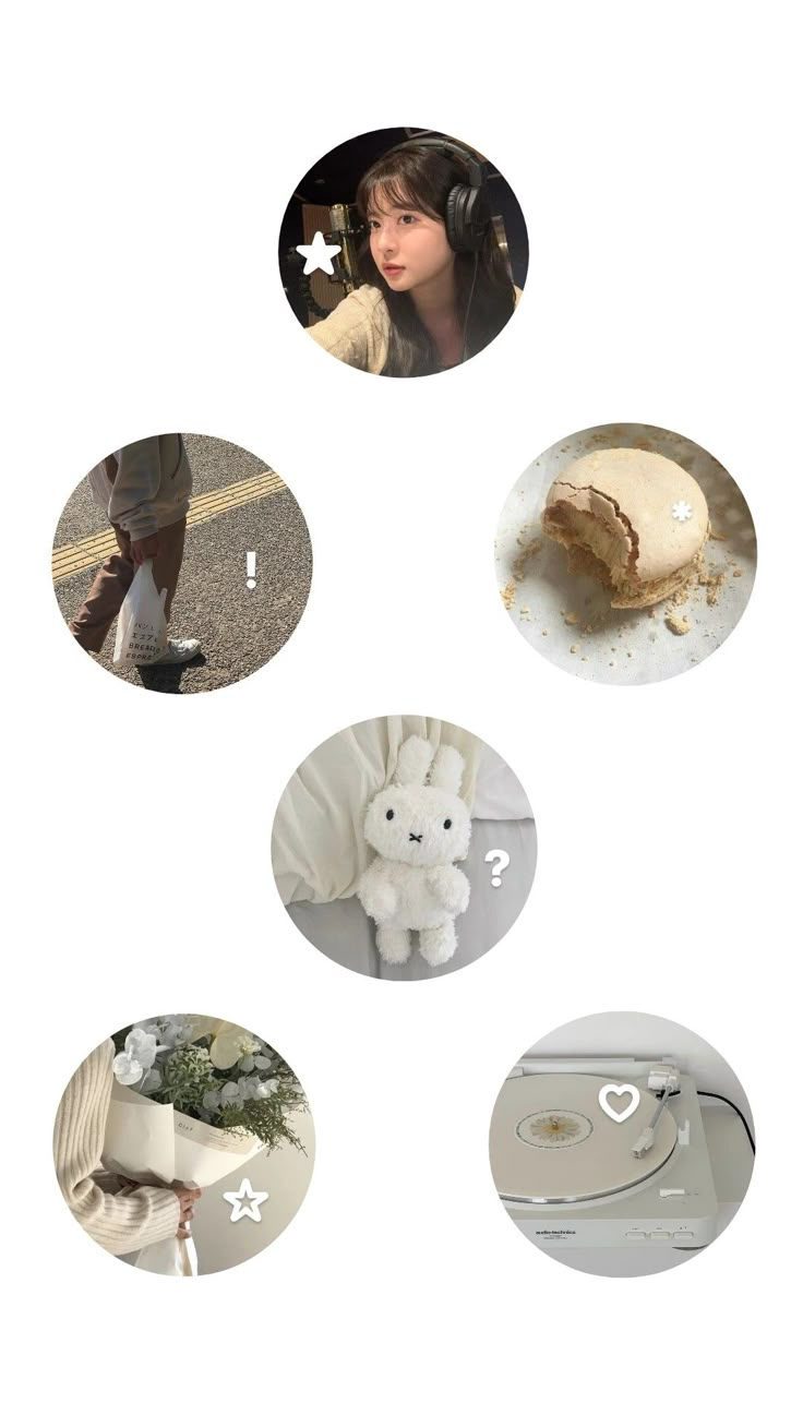 a collage of photos with different things in the middle one has a white teddy bear