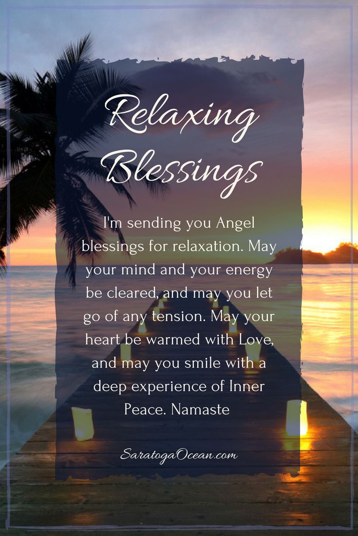 an image of a sunset with the words relaxing blessings written in front of it