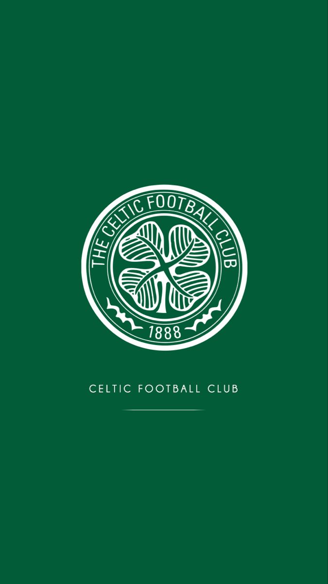 the celtic football club logo is shown on a dark green background, with white lettering