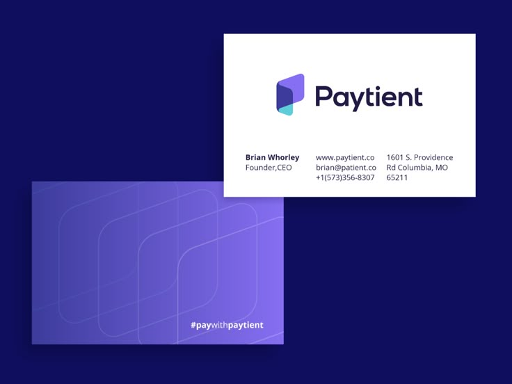 a business card with the word payent on it