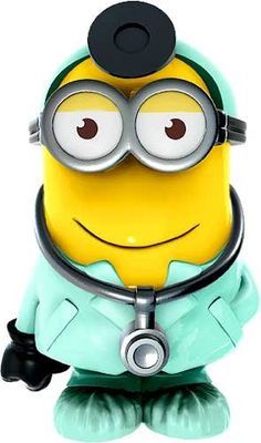 a cartoon minion with a stethoscope on it's chest and eyes