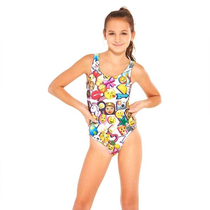 All Over Fun Vibrant Emoji Print Swim Outer 84% Polyester 16% Spandex Lining 95% Polyester 5% Spandex Hygiene Liner In Place Kids Swimsuits Bikinis, Disney Swimwear, Classy Swimwear, Rainbow Swimsuit, Neon Swim, Sport Bikinis, Baby Swimwear, Swim Trends, Kids Denim