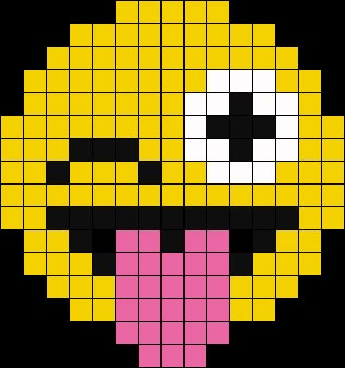 a cross stitch pattern with an image of a smiling yellow dog's face on it