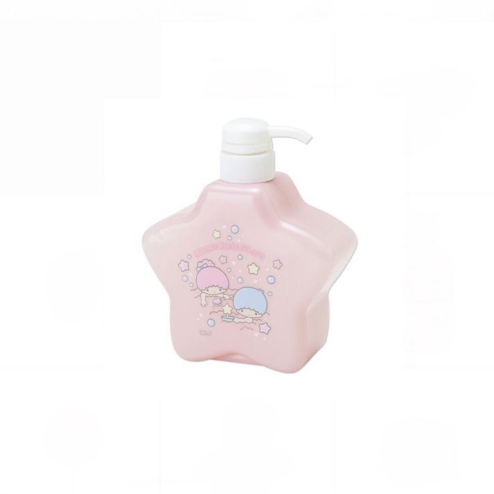 a pink star shaped hand sanitizer with an elephant on the front and stars on the back