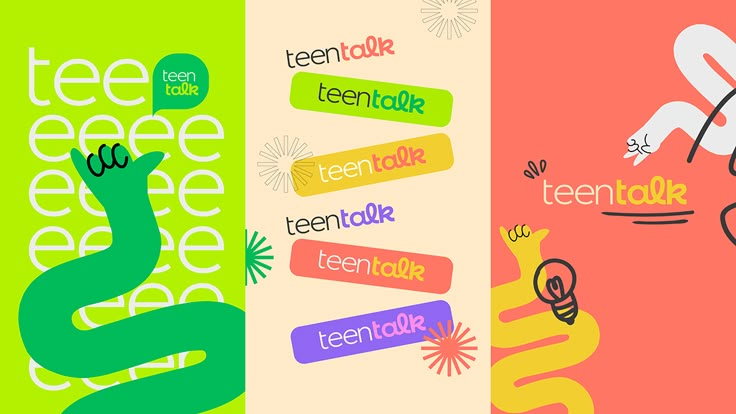 three different colored posters with the words teen talk, teen talk and teen talk