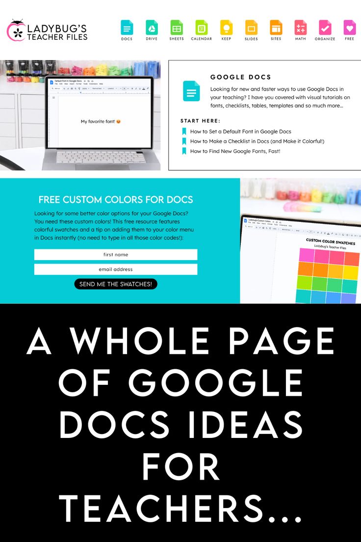 an image of a website page with the title'a whole page of google docs ideas for teachers '