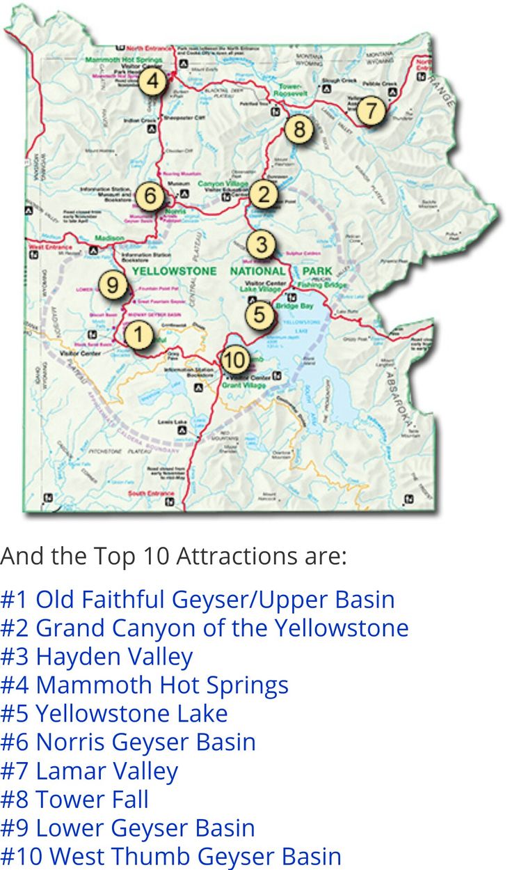 the top ten attractions in yellowstone