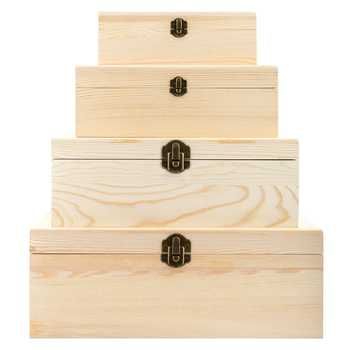 three wooden boxes stacked on top of each other