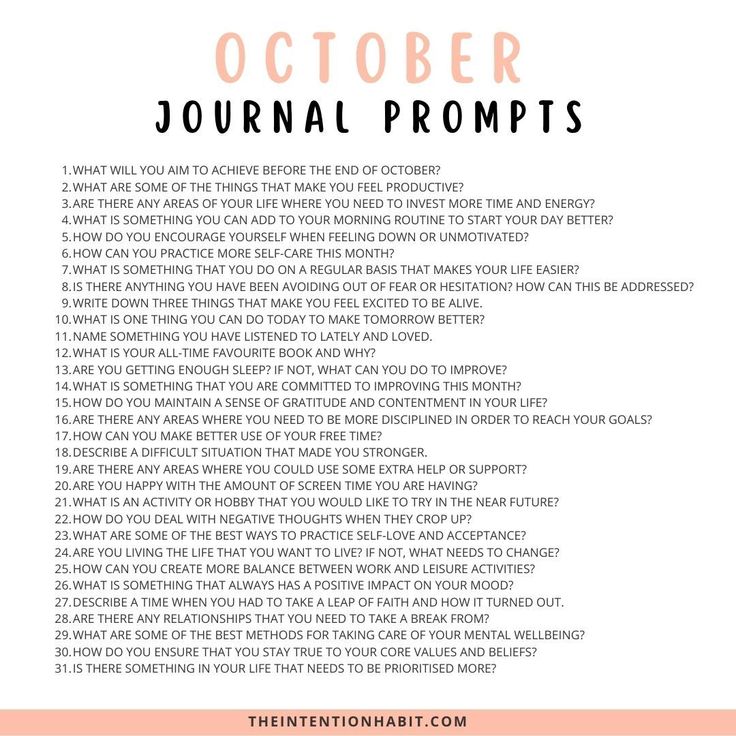 an orange and white poster with the words october journal prompts