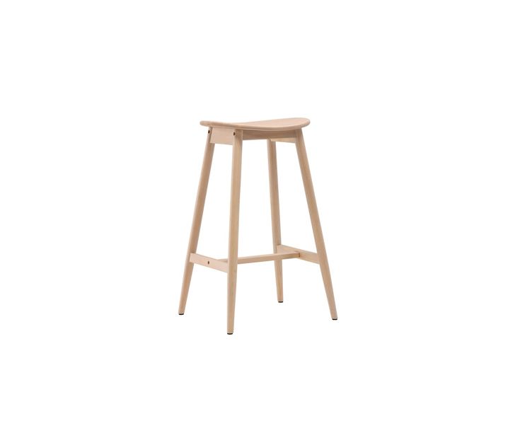 the stool is made from wood and has a wooden seat on one side, with two legs