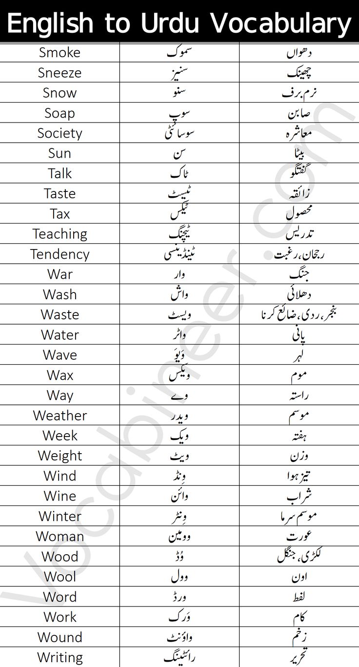 english to arabic words in different languages