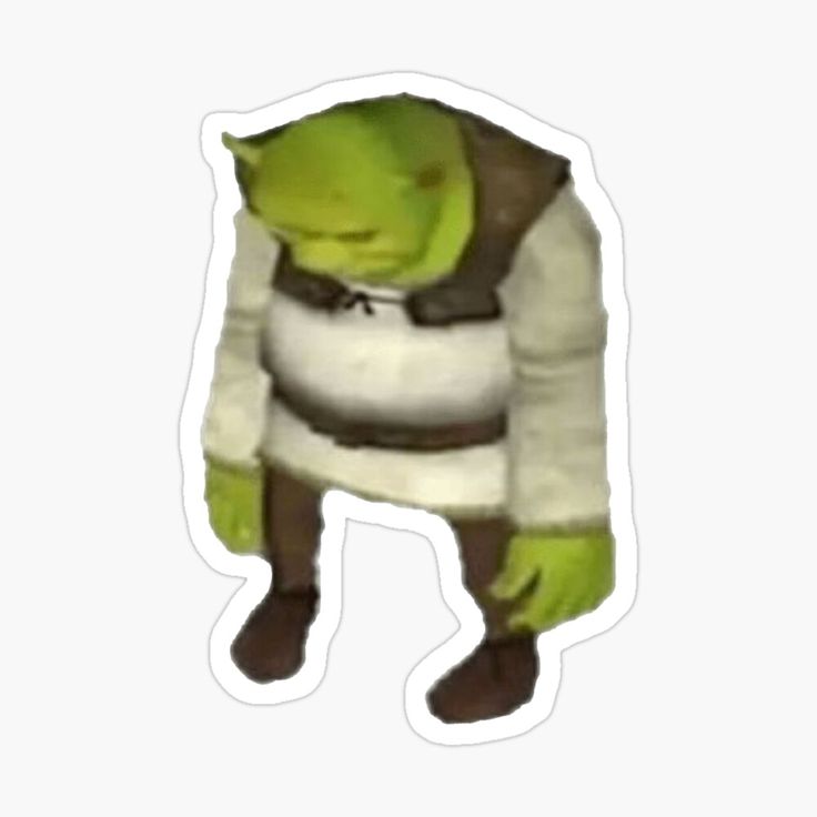 the shraps sticker is sitting on top of a white surface and has his eyes closed