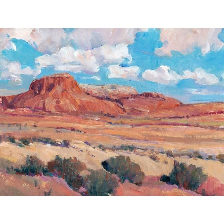 Desert Heat II Poster Print - Tim OToole-VARPDX138579Z Image 1 Blue Cloudy Sky, Contemporary Landscape Painting, Desert Art, Desert Painting, Southwest Art, Cloudy Sky, Plein Air Paintings, Contemporary Landscape, Desert Landscaping