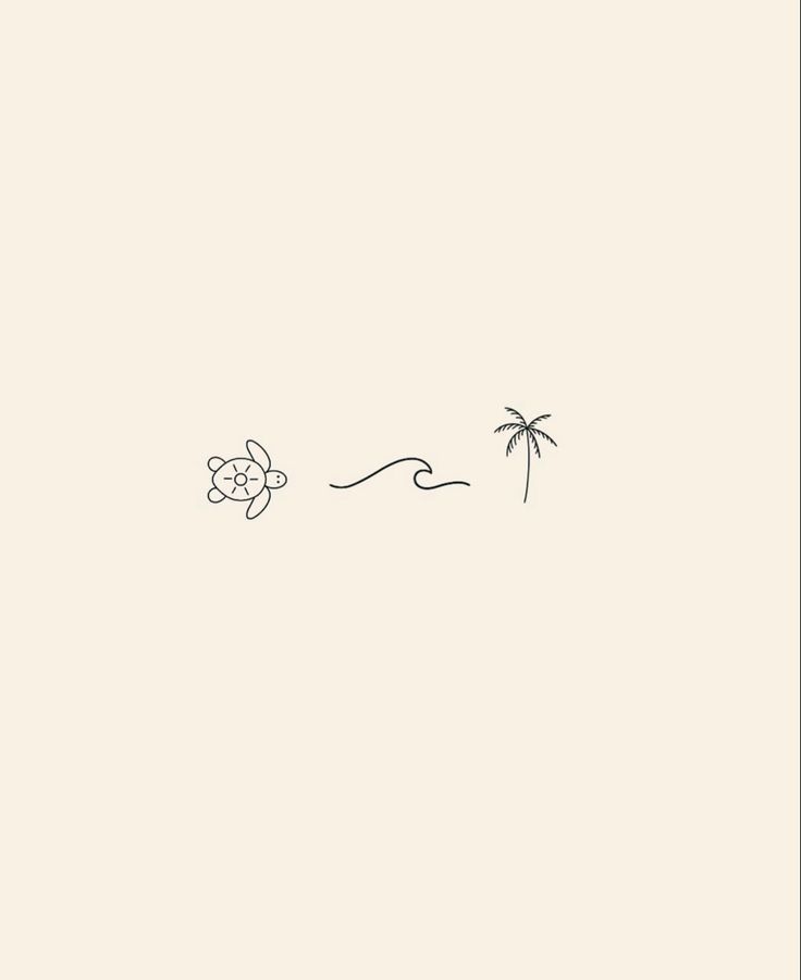 a drawing of a turtle swimming in the ocean with a palm tree on its back