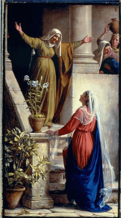 Visitation, Mary, Elizabeth, Carl Bloch, Denmark, Oil on copper ...