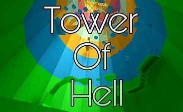 the words tower of hell are in front of an image of a green and blue background