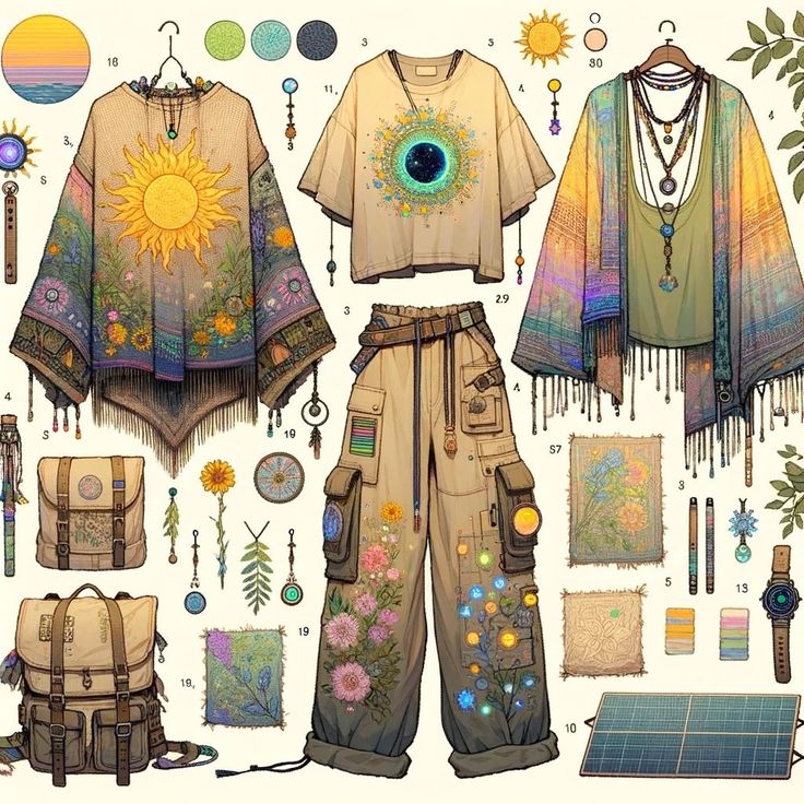 Solar Punk Earth Core 🌼 Solarpunk Fashion, Earth Core, Solar Punk, Mode Hippie, Clothing Design Sketches, Earthy Outfits, Diy Vetement, Estilo Hippie, Things To Make