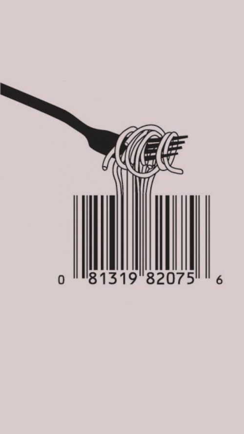 an image of a barcode with a fork sticking out of it's end