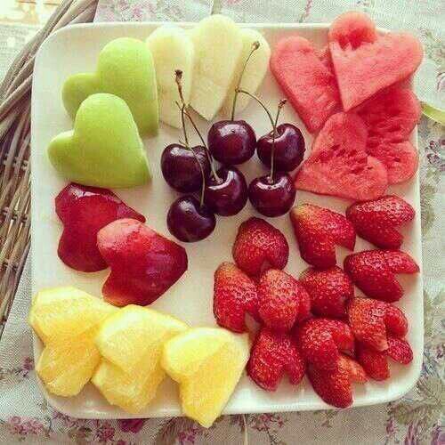 a white plate topped with cut up fruit