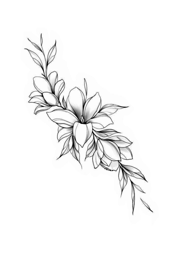 a black and white drawing of a flower on a white background with the words, i love