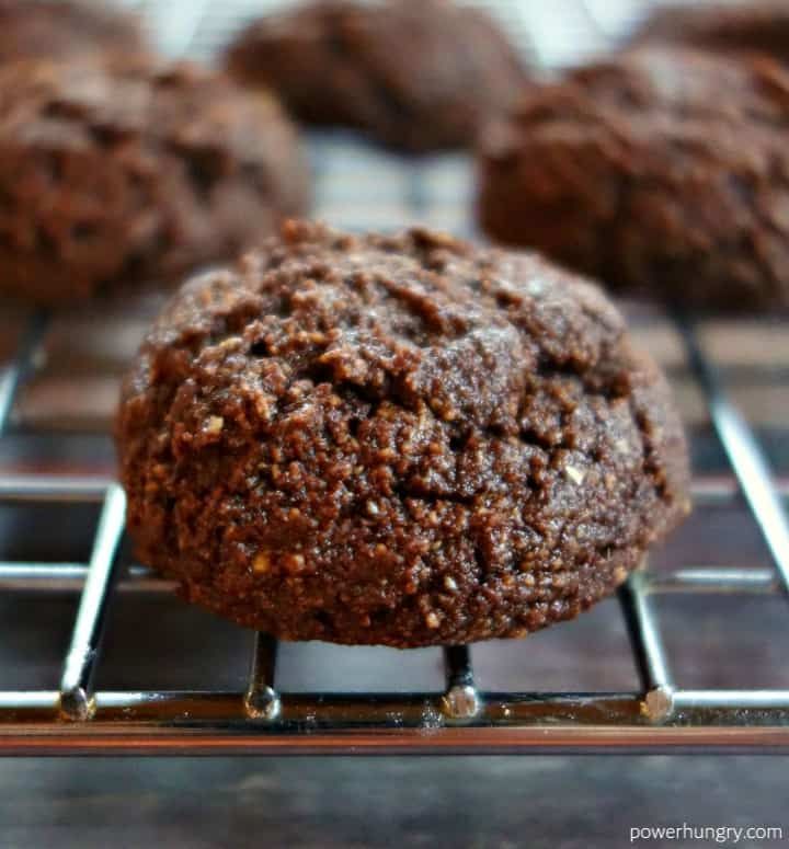 chocolate cookies cooling on a wire rack