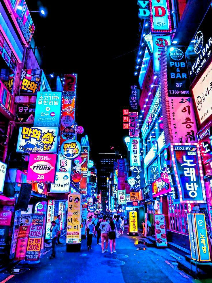 Asian City, Cyberpunk City, Cyberpunk Aesthetic, Japon Illustration, Neon Aesthetic, Japan Aesthetic, Aesthetic Japan, Korea Travel, City Wallpaper