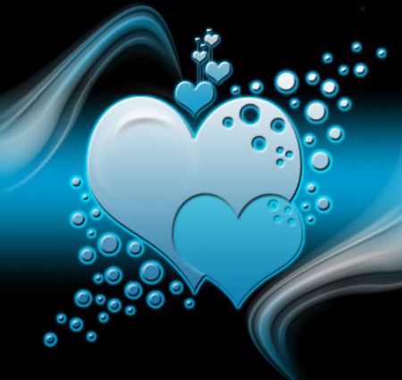 two hearts are in the air with bubbles