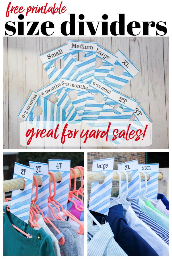 clothes hangers with the text free printable size dividers great for personal sales