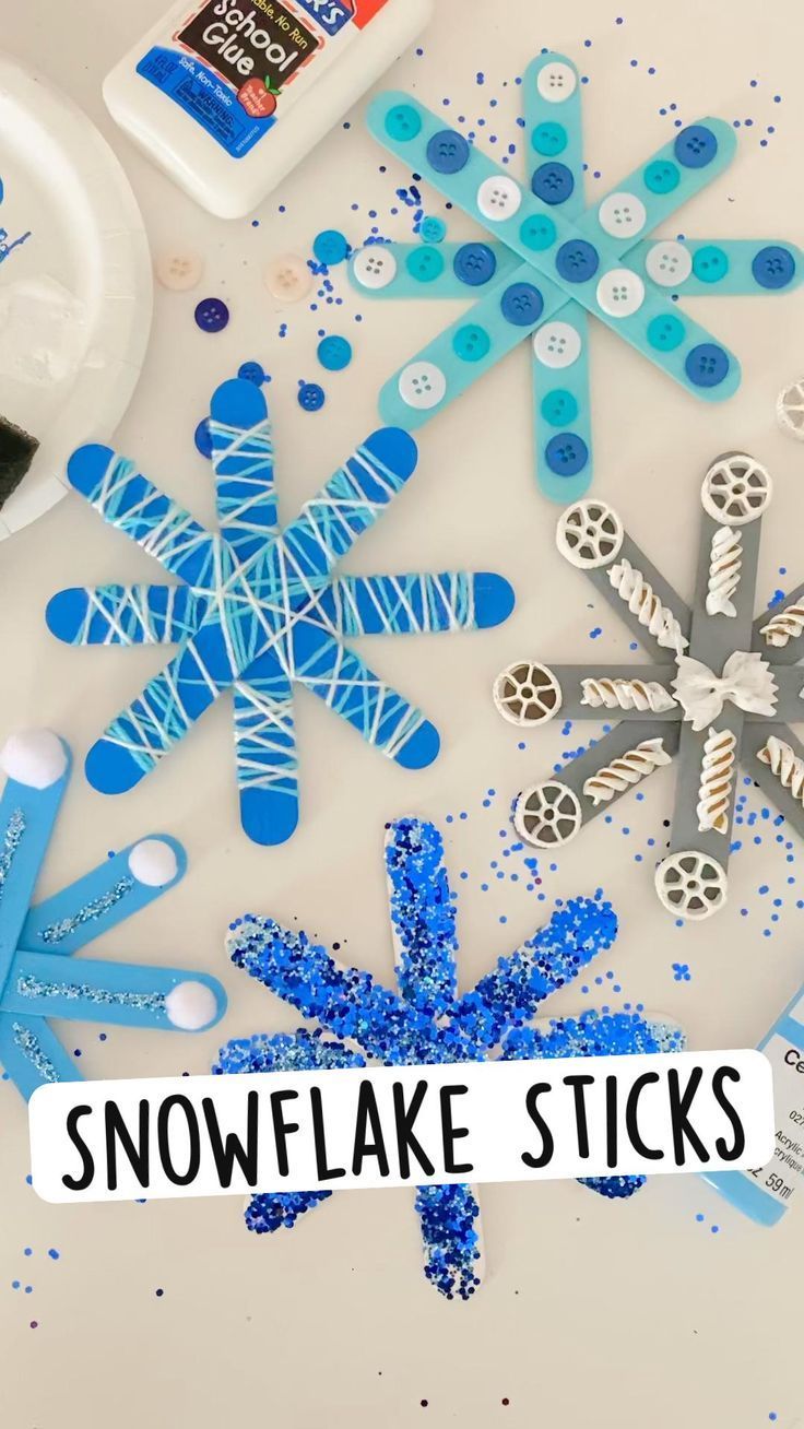 the snowflake sticks are being made with glue