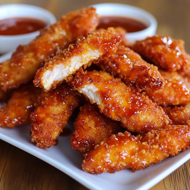 fried chicken wings with dipping sauces on the side