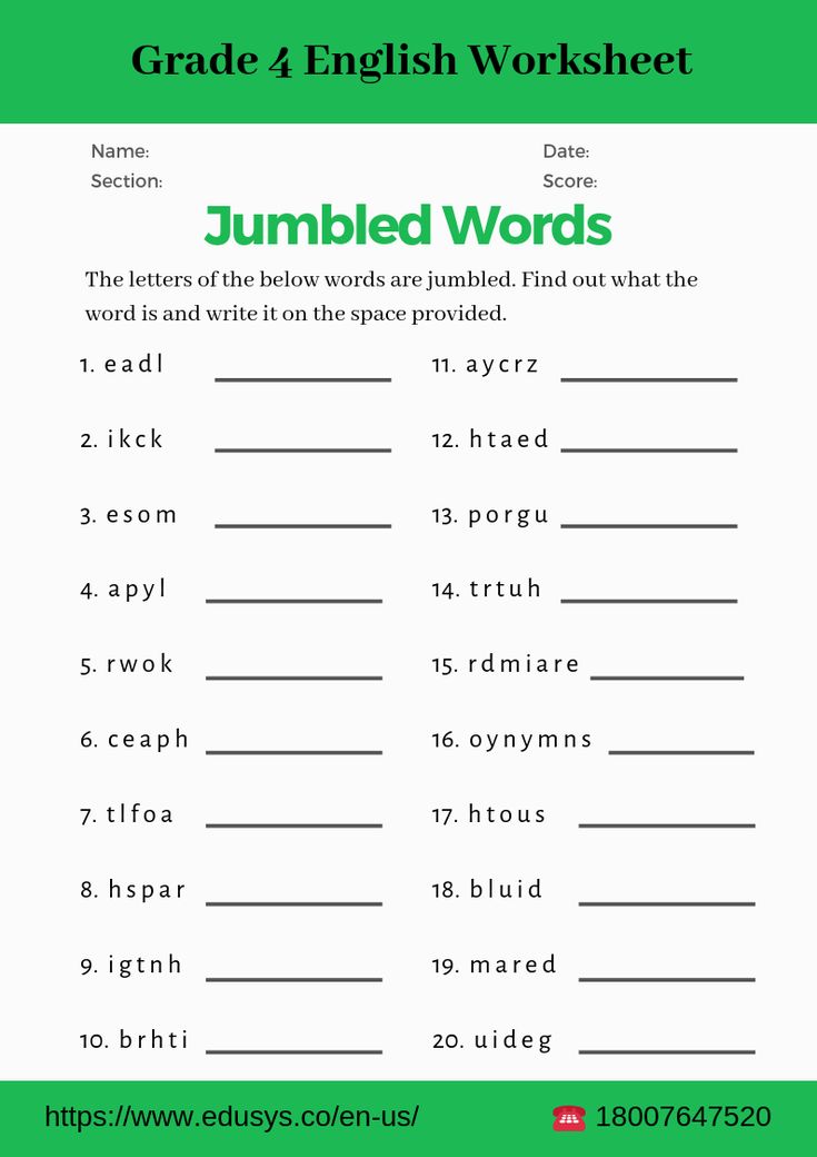 an english worksheet with the words jumbled words in green and white