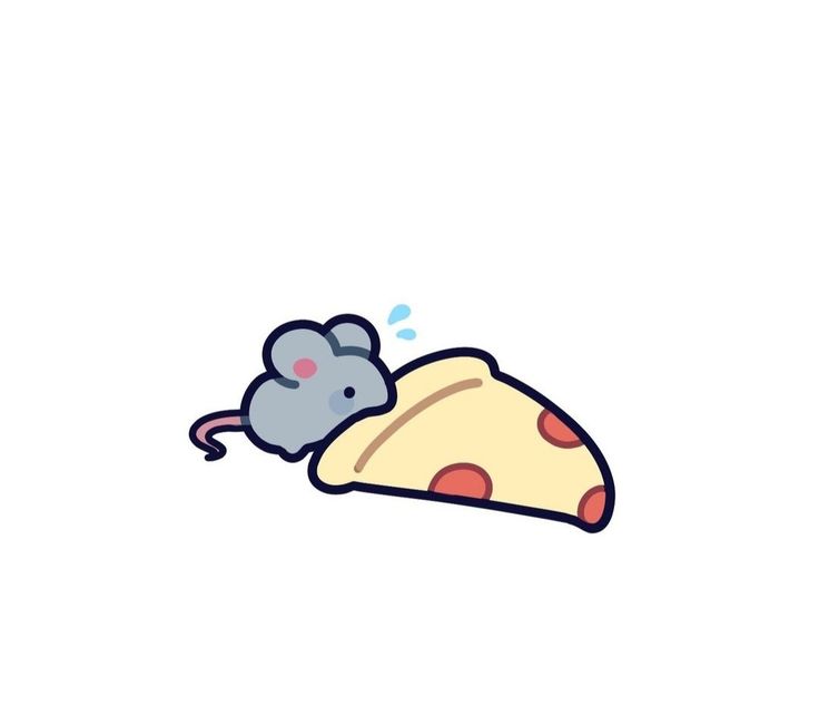 a mouse that is sitting on top of a piece of pizza