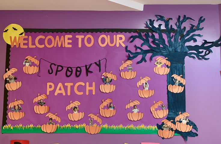 a welcome to our spooky patch bulletin board