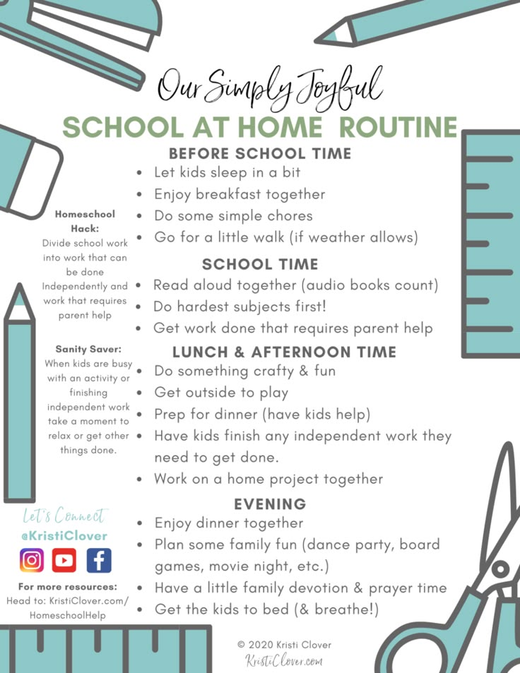 a poster with scissors, pencils and other things to do in the school at home routine