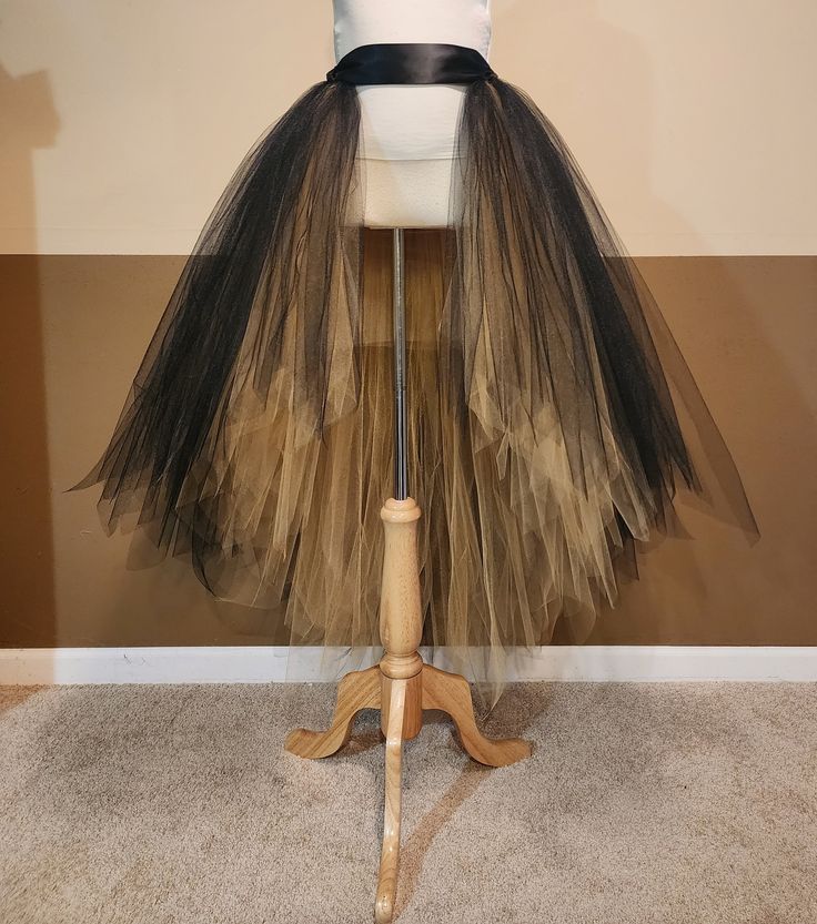 "I CAN MAKE THIS TUTU IN ANY COLOR AND SIZE, PLEASE NOTE THE EXACT TULLE AND RIBBON COLOR AT CHECK OUT (Without note I will make it same color with 1st list photo in black over gold front open hi lo tutu). 1ST PHOTO TUTU LENGTH FRONT 20'' KNEE LENGTH, BACK 44'' FLOOR LENGTH, FOR HEIGHT AROUND 5'3'' wear a couple inches of heels . This tutu is made with 200-400 yards of 6'' wide fine tulle so it's super full. Stretchy waist along with a big ribbon bow ties on the waist. (I might use 2''or 1.5'' r Black Stretch Tulle Petticoat, Big Ribbon Bow, Gold Tulle Skirt, Open Skirt, Gold Tulle, Tulle Skirt Black, Black Tutu, Gold Fronts, Ribbon Colors