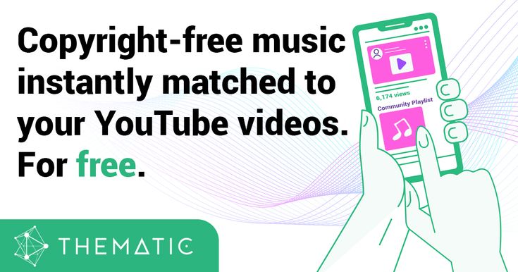 a person holding up a cell phone with the text copyright free music instantly matched to your youtube videos for free