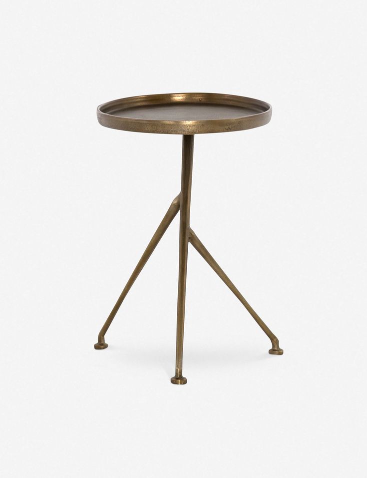 a round table with two legs and a metal tray on the top that has an open end