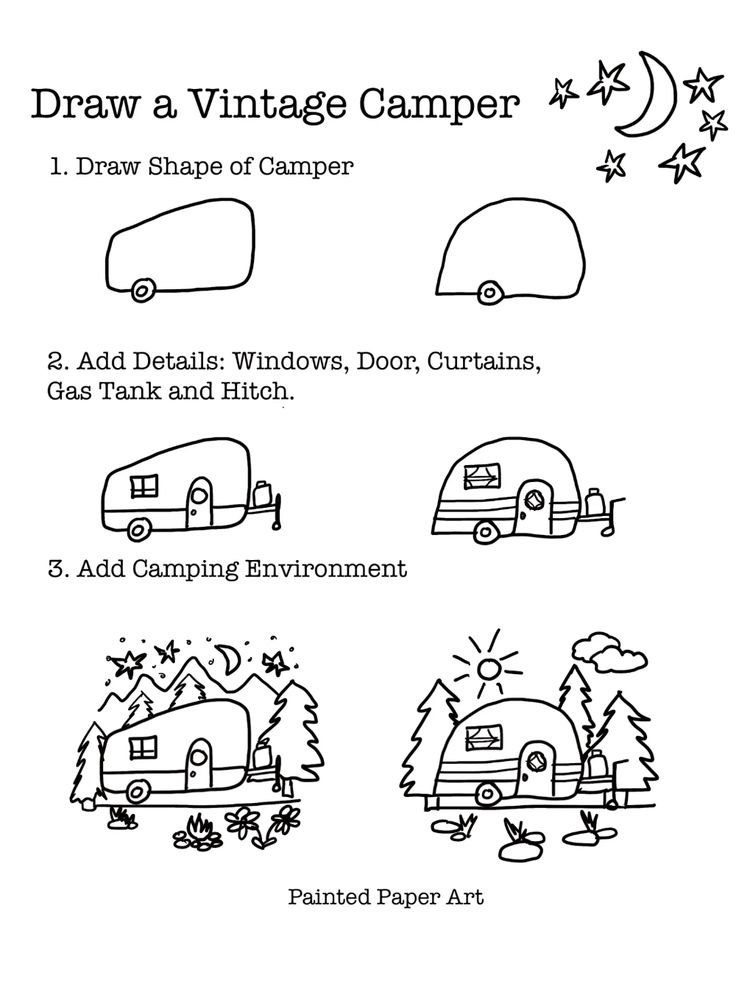 the instructions for how to draw a vintage camper