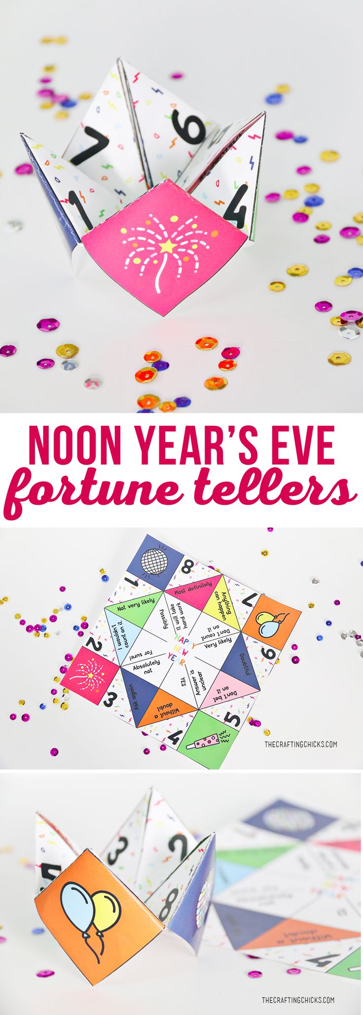 an origami birthday card with the words noon year's eve fortune letters