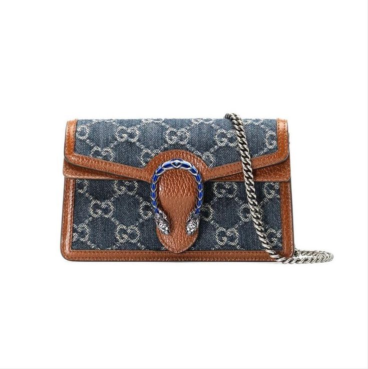 Gucci Dyonisus, Dionysus Super Mini Bag, Gucci Dionysus Super Mini, Gucci Super Mini, Denim Crossbody, Water Consumption, Navy And Brown, Chain Crossbody Bag, Navy Leather