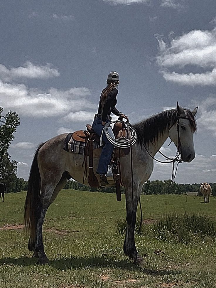 a man riding on the back of a brown horse